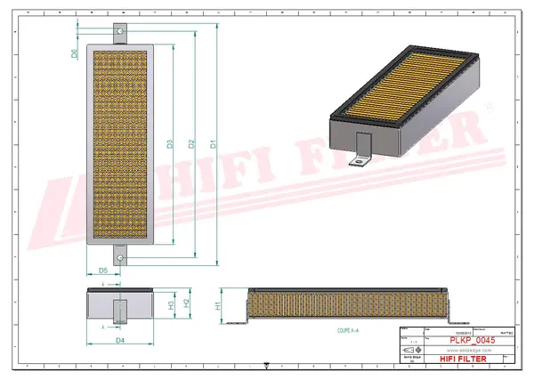 Rysunek wymiarowy Filtr kabinowy SC 60018