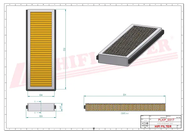Rysunek wymiarowy Filtr kabinowy SC 60021