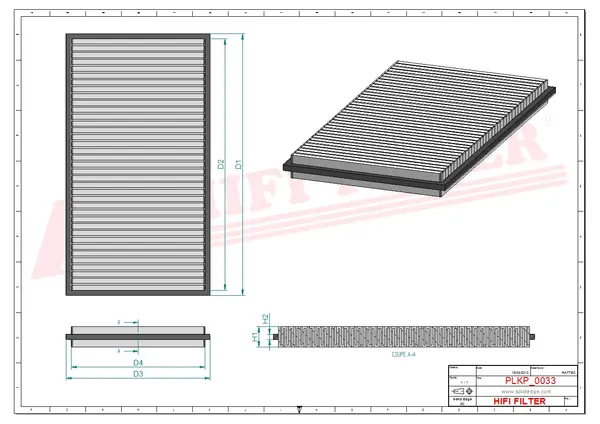 Rysunek wymiarowy Filtr kabinowy SC 60054