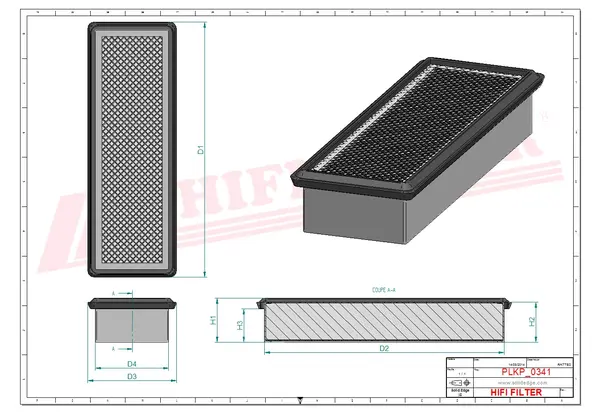 Rysunek wymiarowy Filtr kabinowy SC 60089 CAG