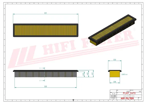 Rysunek wymiarowy Filtr kabinowy SC 60114
