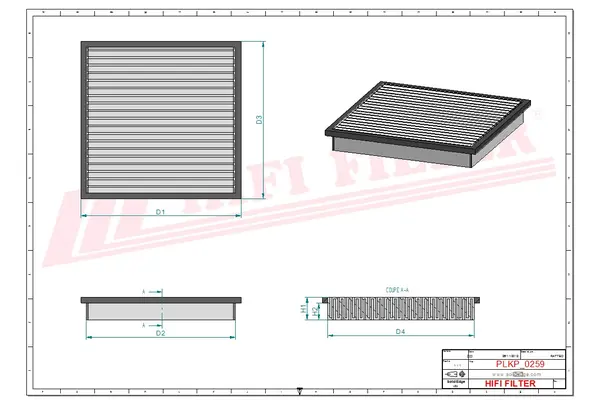 Rysunek wymiarowy Filtr kabinowy SC 60118