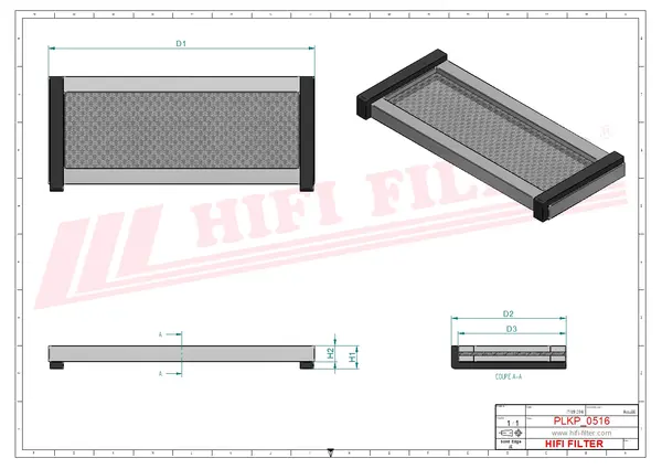 Rysunek wymiarowy Filtr kabinowy SC 60126