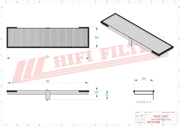 Rysunek wymiarowy Filtr kabinowy SC 60134