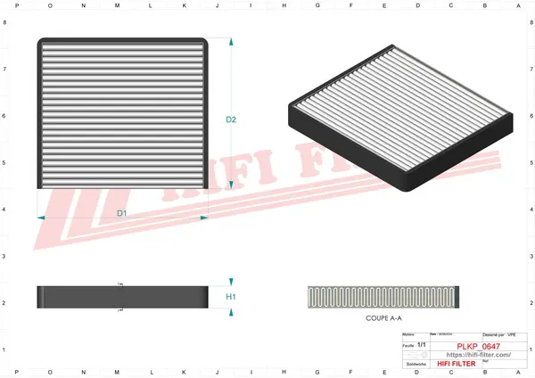 Rysunek wymiarowy Filtr kabinowy SC 60173