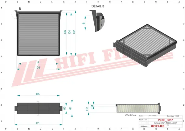 Rysunek wymiarowy Filtr kabinowy SC 60180