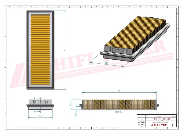 Rysunek wymiarowy Filtr kabinowy SC 70005