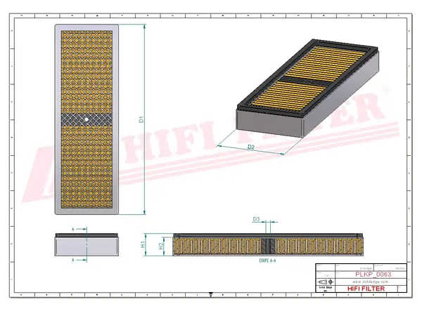 Rysunek wymiarowy Filtr kabinowy SC 70038