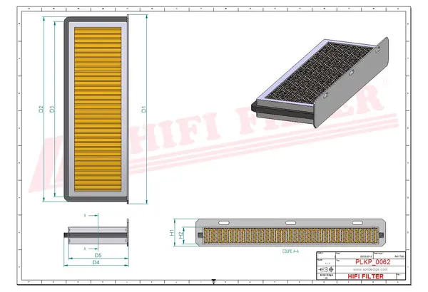 Rysunek wymiarowy Filtr kabinowy SC 70063