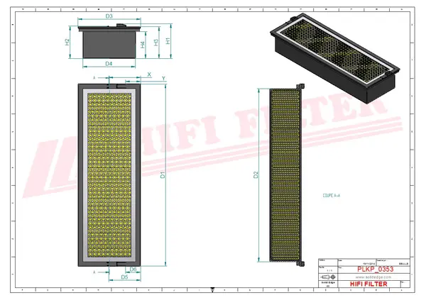 Rysunek wymiarowy Filtr kabinowy SC 70116 CAG