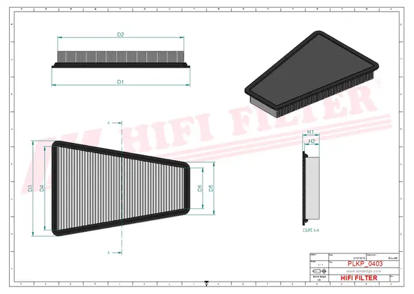 Rysunek wymiarowy Filtr kabinowy SC 70132