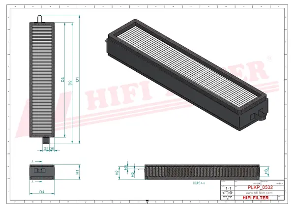 Rysunek wymiarowy Filtr kabinowy SC 70161