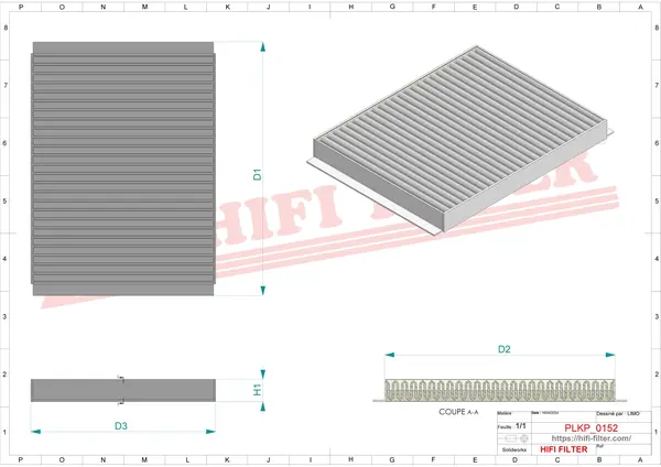 Rysunek wymiarowy Filtr kabinowy SC 7017 CA
