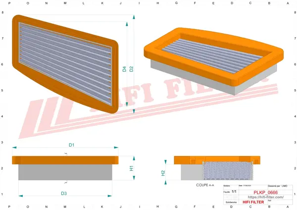 Rysunek wymiarowy Filtr kabinowy SC 70197