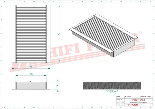 Rysunek wymiarowy Filtr kabinowy SC 7029