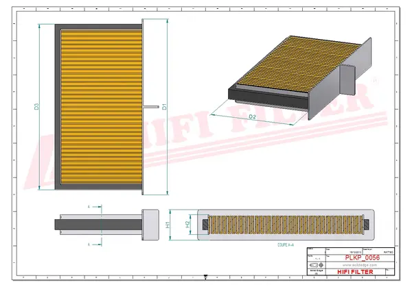 Rysunek wymiarowy Filtr kabinowy SC 80005