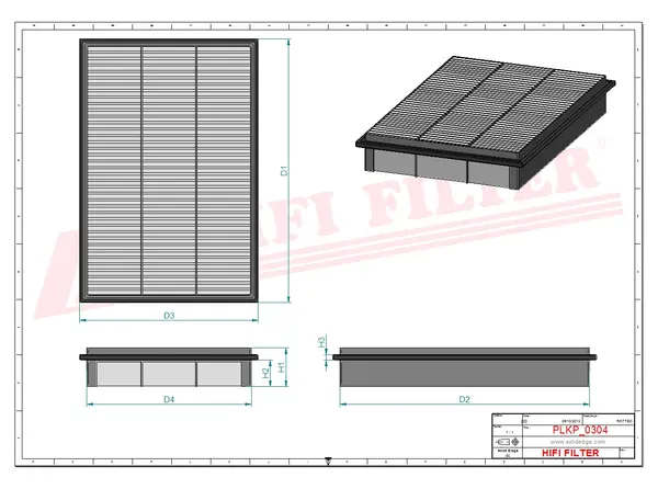Rysunek wymiarowy Filtr kabinowy SC 80020