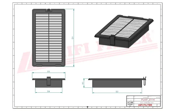 Rysunek wymiarowy Filtr kabinowy SC 80027