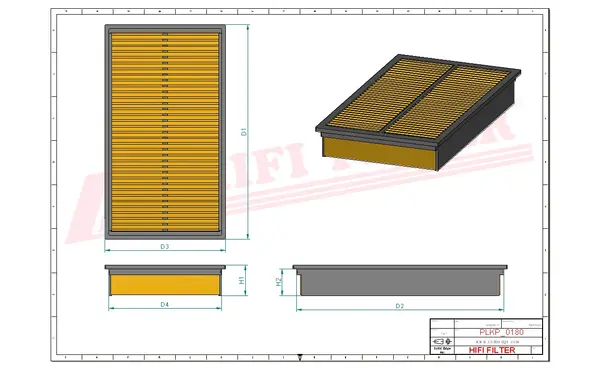 Rysunek wymiarowy Filtr kabinowy SC 80067
