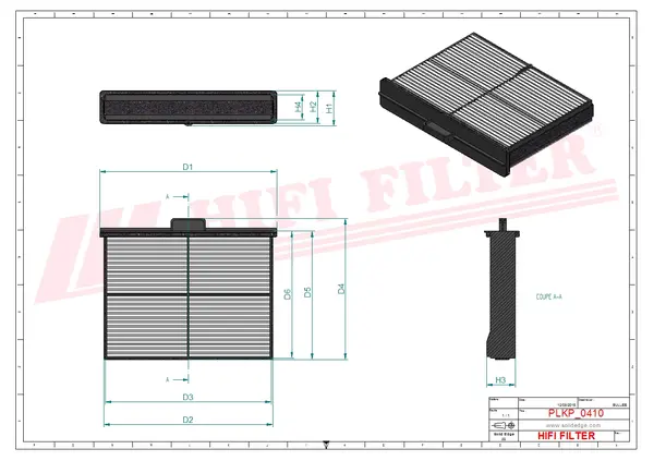 Rysunek wymiarowy Filtr kabinowy SC 80078