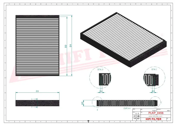 Rysunek wymiarowy Filtr kabinowy SC 80091