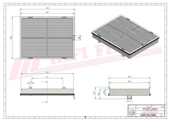 Rysunek wymiarowy Filtr kabinowy SC 80104