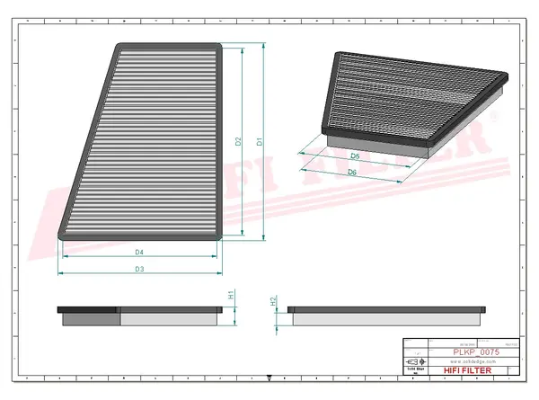 Rysunek wymiarowy Filtr kabinowy SC 90038 KITCA