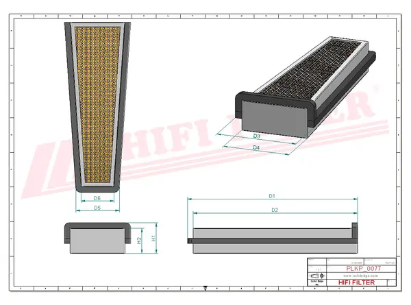 Rysunek wymiarowy Filtr kabinowy SC 90067