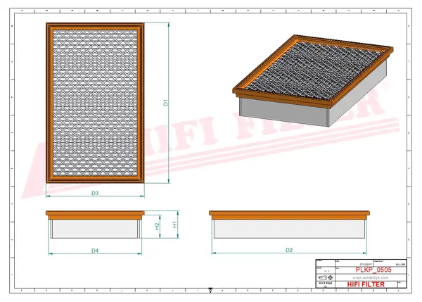 Rysunek wymiarowy Filtr kabinowy SC 90070