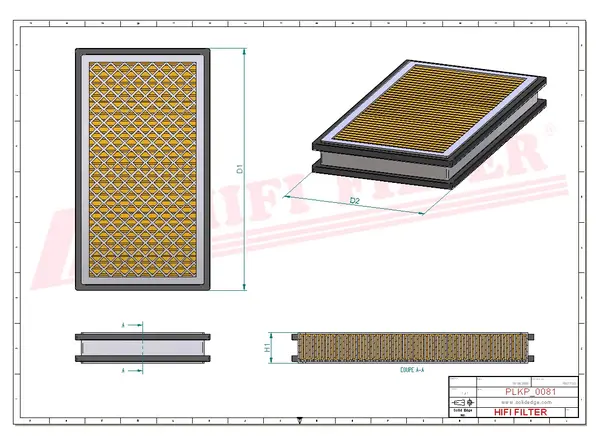 Rysunek wymiarowy Filtr kabinowy SC 90071