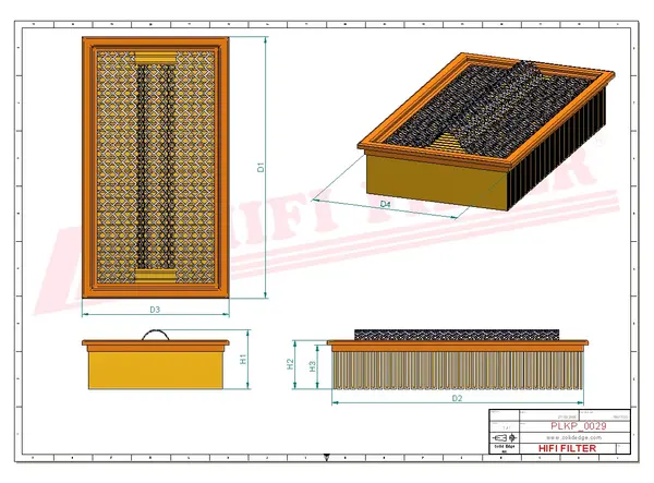 Rysunek wymiarowy Filtr kabinowy SC 90082