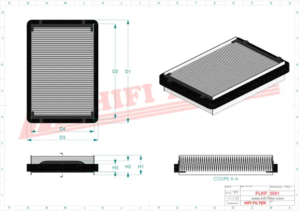 Rysunek wymiarowy Filtr kabinowy SC 90086