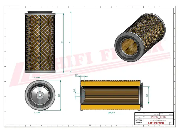 Rysunek wymiarowy Filtr kabinowy SC 90105 CA