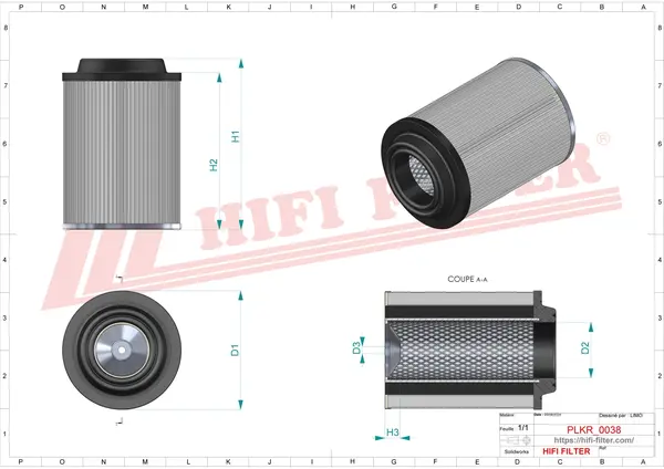 Rysunek wymiarowy Filtr kabinowy SC 90105 CAG