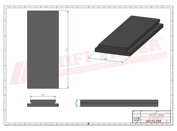 Rysunek wymiarowy Filtr kabinowy SC 90118