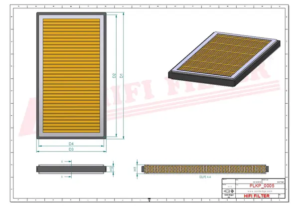 Rysunek wymiarowy Filtr kabinowy SC 90142