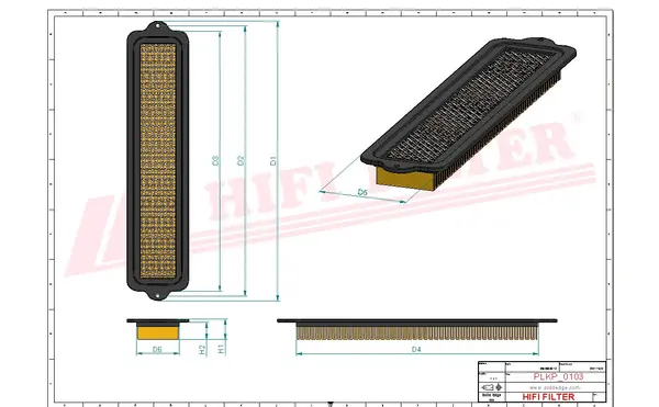 Rysunek wymiarowy Filtr kabinowy SC 90157