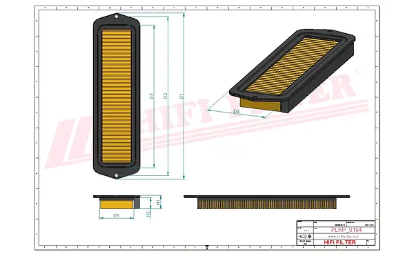 Rysunek wymiarowy Filtr kabinowy SC 90158