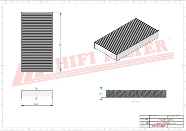 Rysunek wymiarowy Filtr kabinowy SC 90198