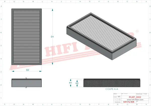 Rysunek wymiarowy Filtr kabinowy SC 90199