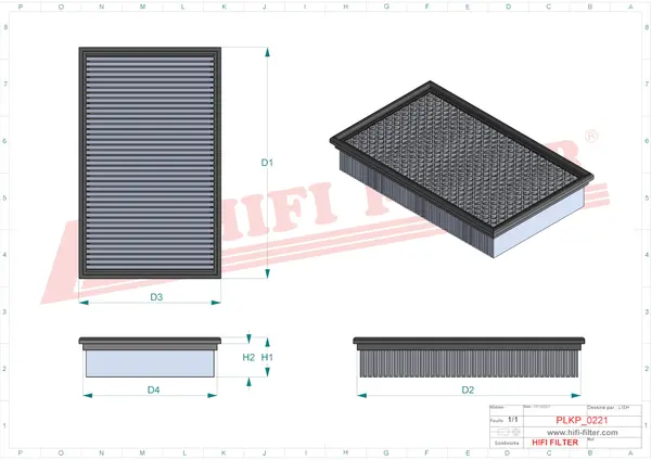 Rysunek wymiarowy Filtr kabinowy SC 90213