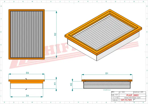 Rysunek wymiarowy Filtr kabinowy SC 90228