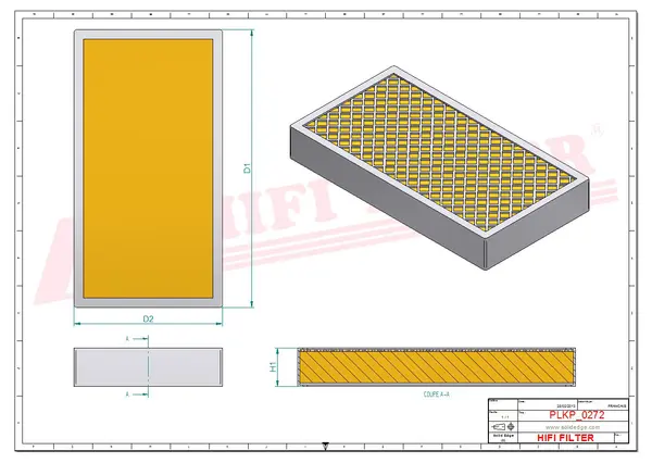 Rysunek wymiarowy Filtr kabinowy SC 90257