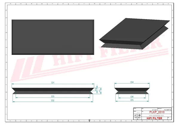 Rysunek wymiarowy Filtr kabinowy SC 90280