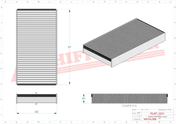 Rysunek wymiarowy Filtr kabinowy SC 90282 CA