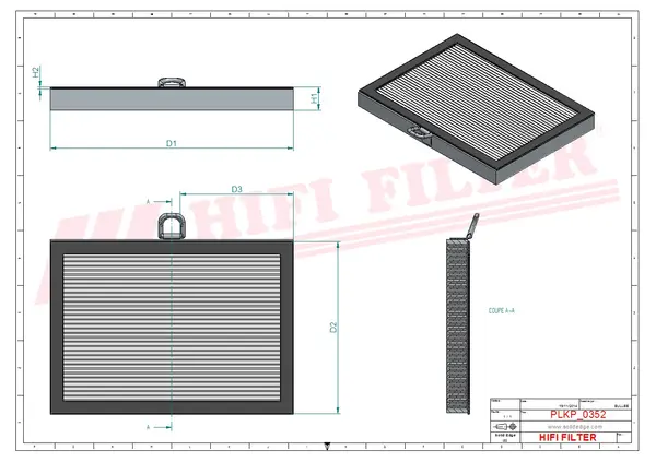 Rysunek wymiarowy Filtr kabinowy SC 90298