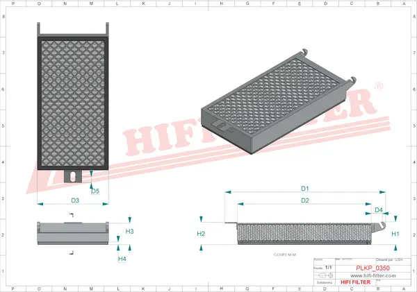 Rysunek wymiarowy Filtr kabinowy SC 90304 CAG