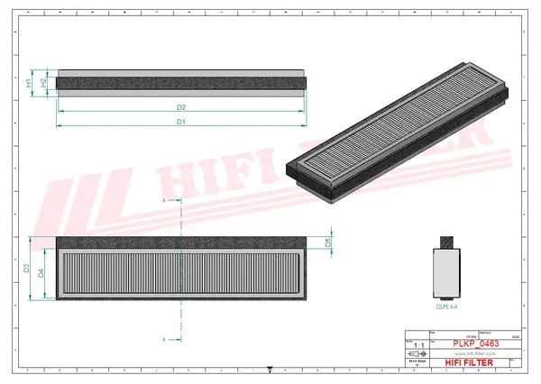 Rysunek wymiarowy Filtr kabinowy SC 90307