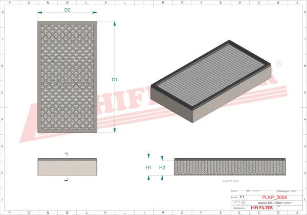 Rysunek wymiarowy Filtr kabinowy SC 90321