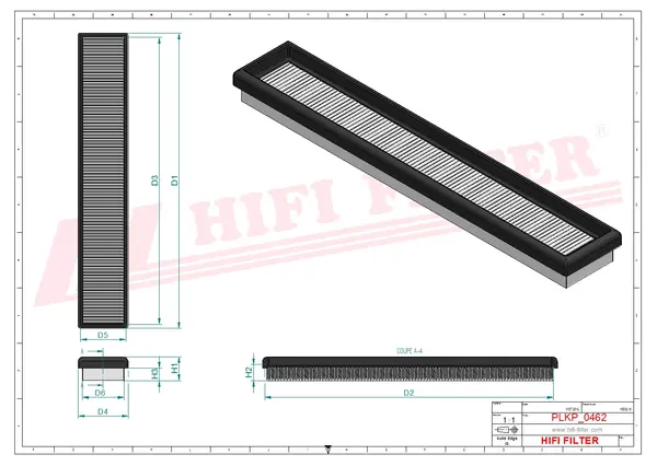 Rysunek wymiarowy Filtr kabinowy SC 90341